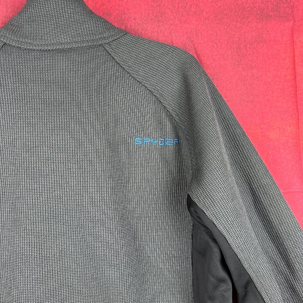 SPYDER MEN'S OUTBOUND 1/4 ZIP PULLOVER, GRAY, BLACK, BLUE ZIPPER, LOGO, SIZE L - Picture 8 of 12
